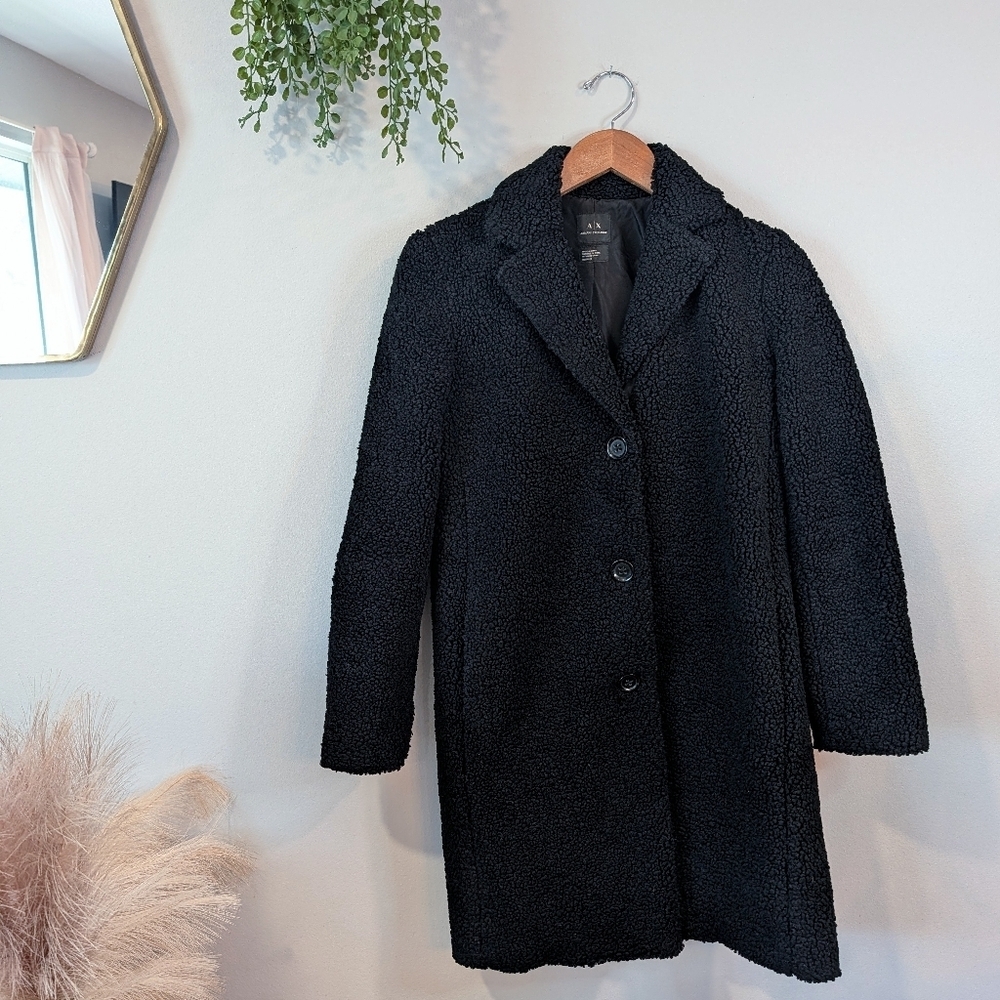 Armani Exchange Women's Black Teddy Bear Coat Sz. Xs